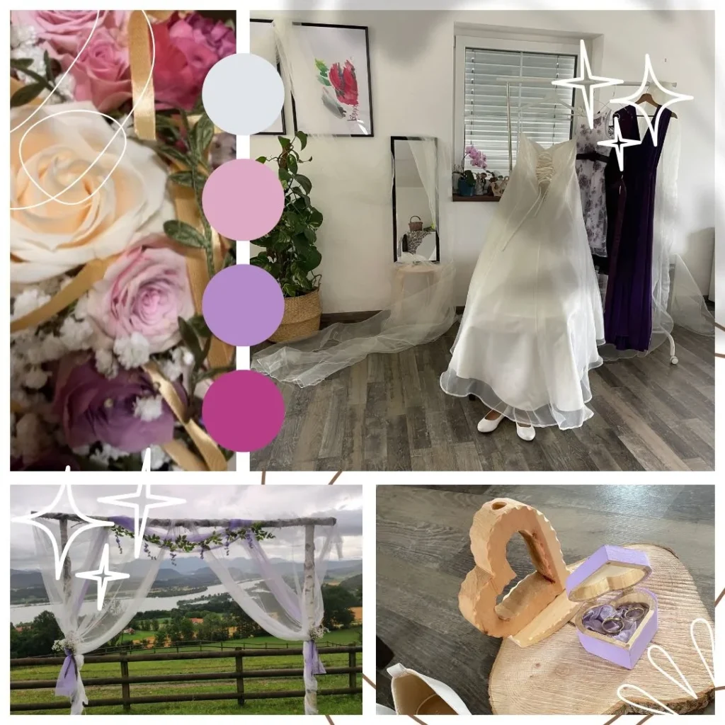 Hochzeit in Lilatönen